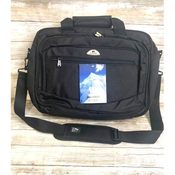 Everest Black Ballistic PU Laptop Briefcase 16"x12"x4" With Adjustable Shoulder - Picture 2 of 5